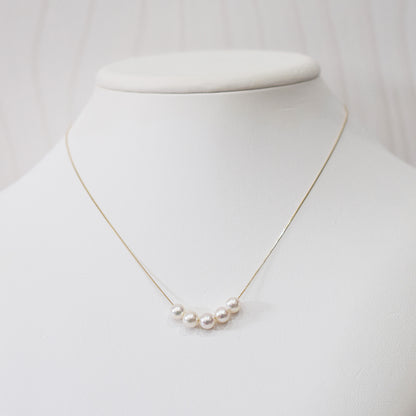 【K10 / K18】Rare White pink 5.5mm - 6.5mm Seawater Real 5pc Akoya Pearl necklace AkoyaPearl Japan あこや 真珠