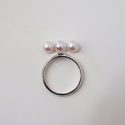 White pink 5.5mm - 6.5mm Ring Akoya Pearl From Japan SV925 Silver reenspearl Sea Real akoyapearl