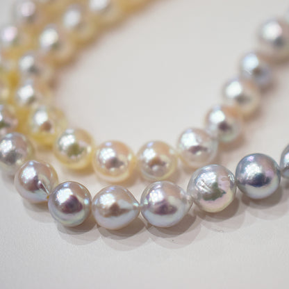 Actual product Natural color Gradient Color Baroque 6mm - 8mm Real Akoya Pearl Japan 16.3inch 41.5cm starand Japanese choker reenspearl