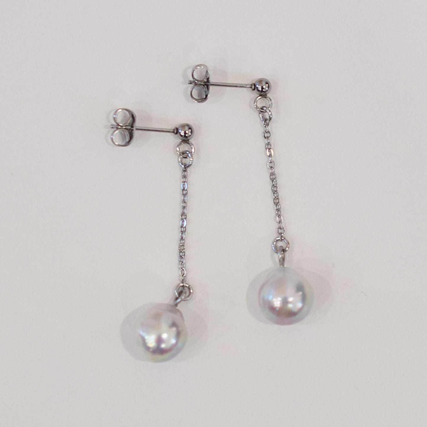 Actual product Natural color akoya Baroque pearl 9mm - 10mm Surgical Stainless Steel Seawater Akoya Pearl Stud Earrings Japan