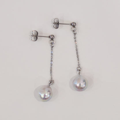 Actual product Natural color akoya Baroque pearl 9mm - 10mm Surgical Stainless Steel Seawater Akoya Pearl Stud Earrings Japan