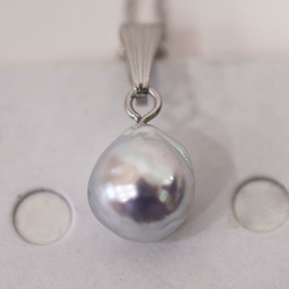 Actual product 10mm pendant Necklace Natural color Seawater Real akoya Pearl Baroque Surgical Stainless Steel Japan reenspearl