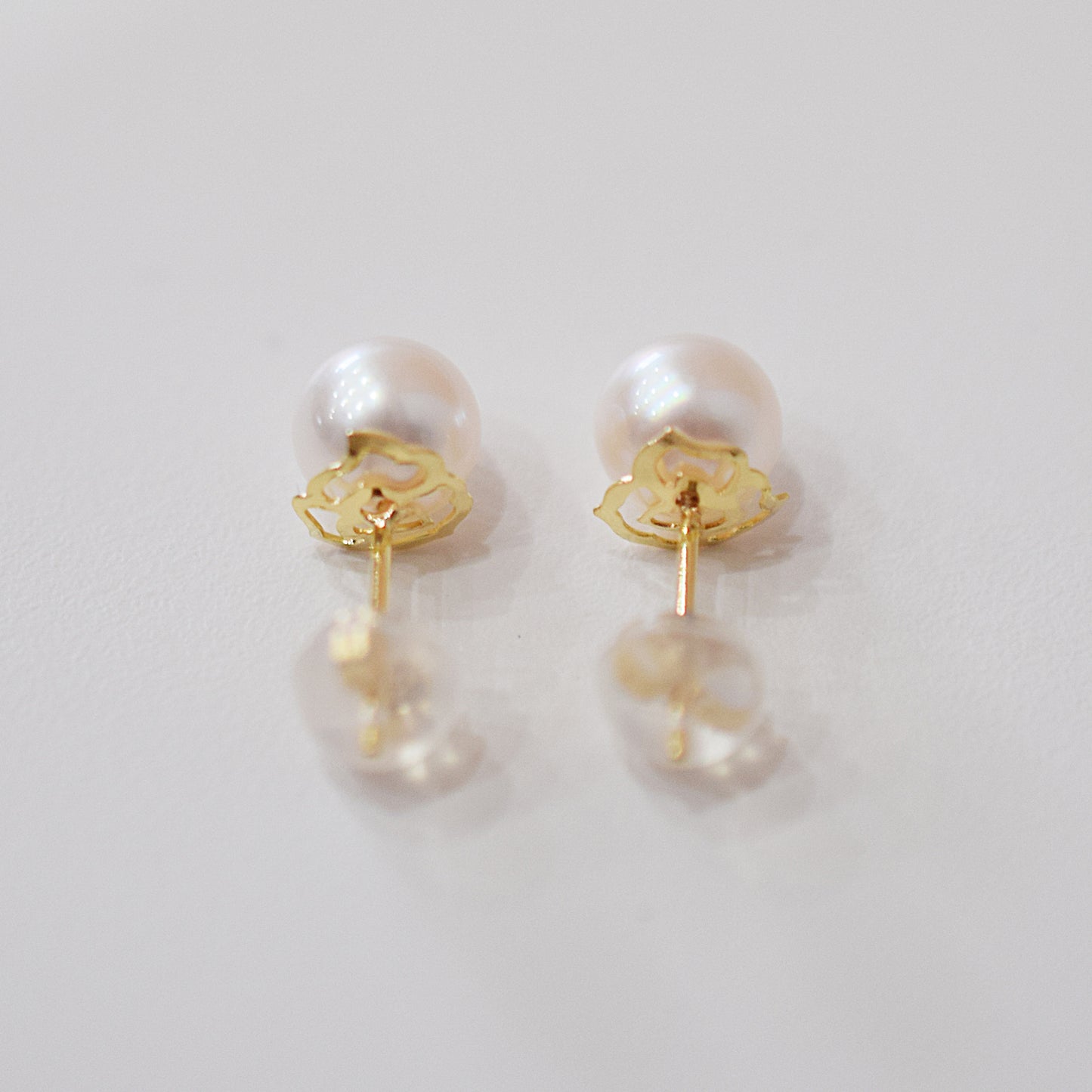 【K18YG / K14WG】Hanadama rank 6mm - 6.5mm Seawater Akoya Pearl White Pink Stud Earring Japan anniversary Japanese Seawater birthday 真珠 あこや 花珠級