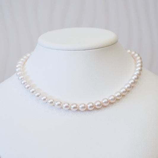 Actual product Hanadama rank white pink 8mm - 8.5mm Sea Real Akoya pearl strand choker necklace Japan Japanese Seawater Silver925