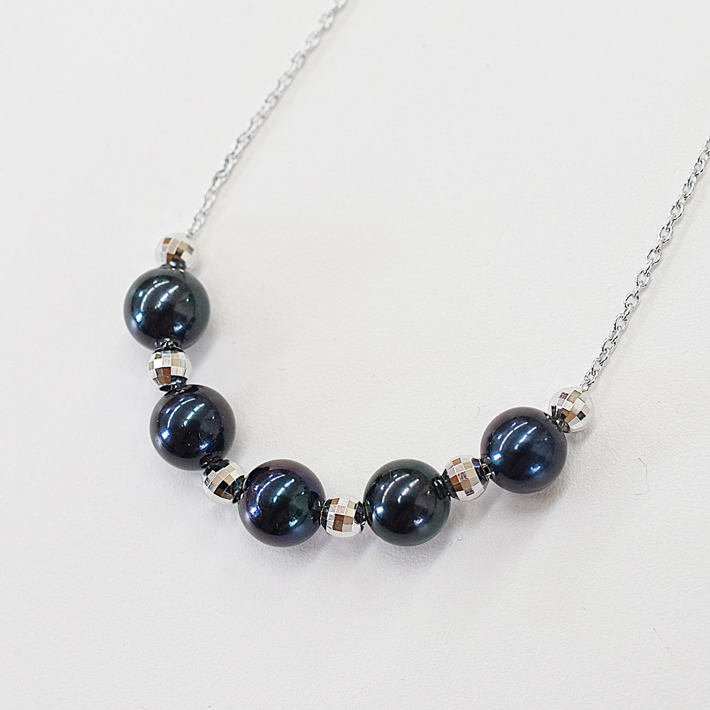 <SALE> Limited to actual item Black 7mm - 7.5mm akoya pearl through necklace Real Japan reenspearl Japanese Seawater dyed color SV925 silver