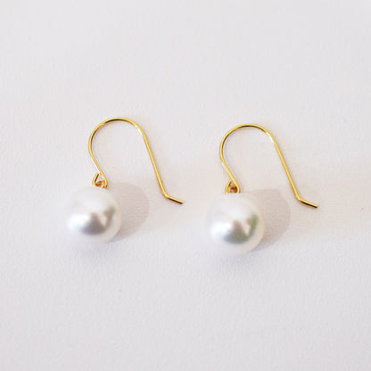 【K10 / K14 / K18】Hanadama rank White pink 7.5mm - 8.5mm Hook earrings Seawater Real Akoya Pearl Japan anniversary Earring Japanese Wedding Ssize 日本 天草