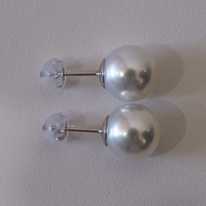 Actual product Whitepink 9mm - 9.5mm Seawater Akoya Pearl Stud Earring K14WG From Japan Japanese Seawater reenspearl