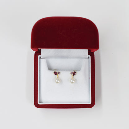 Hanadama rank Whitepink 5.5mm - 6.5mm Earrings Semi-precious stone Japan White topaz Rhodolite Garnet amethyst あこや 真珠