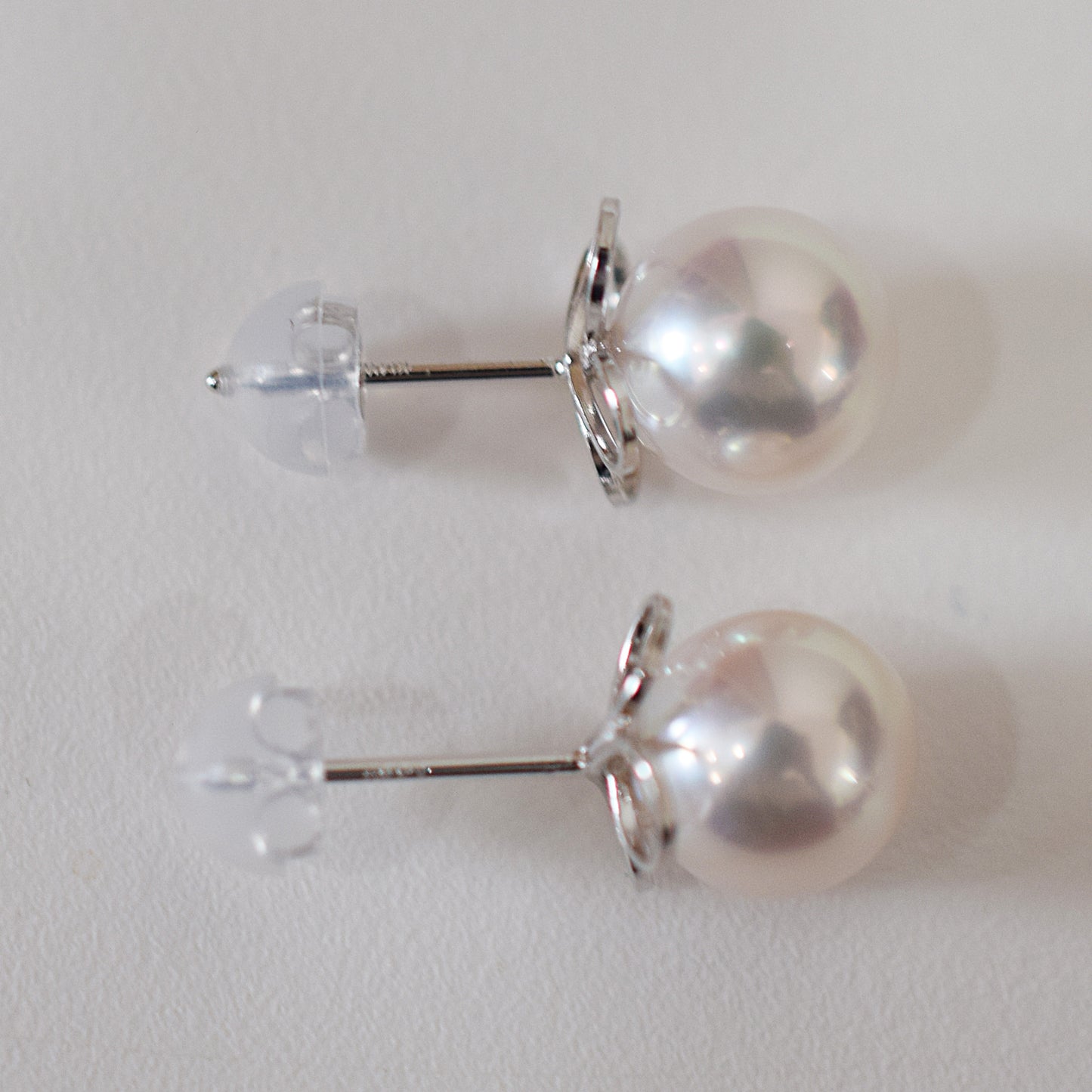 <SALE> Limited to actual item Whitepink 7.5mm - 8mm Seawater Akoya Pearl Stud Earring 14K From Japan Japanese Seawater reenspearl