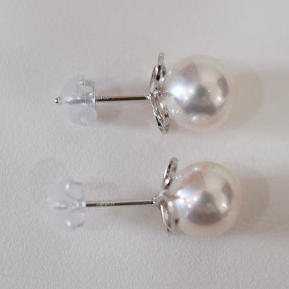 <SALE> Limited to actual item Whitepink 7.5mm - 8mm Seawater Akoya Pearl Stud Earring 14K From Japan Japanese Seawater reenspearl
