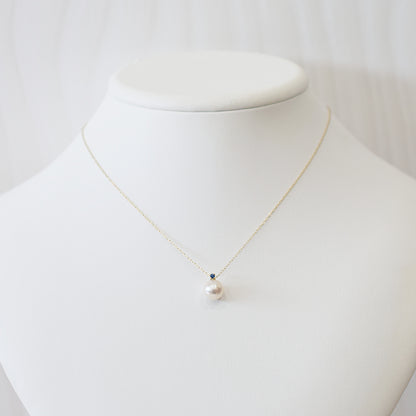 Hanadama rank White pink 8mm - 9.5mm Birthstone Sapphire 10K pendant necklace Akoya Pearl Real Japan Seawater pearl