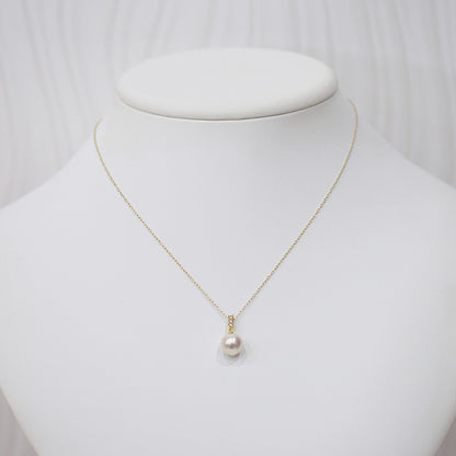 Hanadama rank White pink 8mm - 9.5mm Diamond 18K pendant necklace Akoya Pearl Real Japan Seawater pearl SIKC420 SIK00022