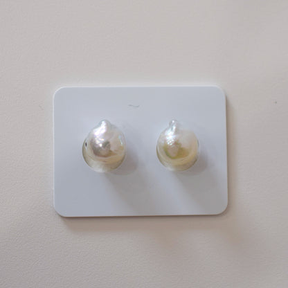 Actual product Natural color akoya pearl Baroque pearl 10mm - 10.5mm 18K 14K Surgical Stainless Steel stud Earrings Japan