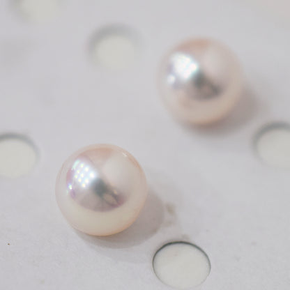 AAA rank 8mm - 8.5mm White pink tennyo color Akoya Pearl Earring Japan Japanese Seawater pearl reenspearl 18K 14K akoyapearl 1pair 2pc