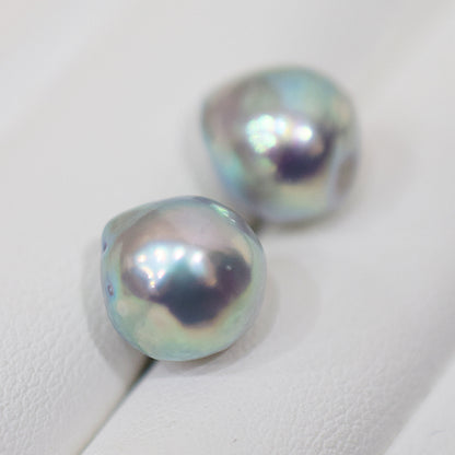 Limited to actual item Natural color akoya Baroque pearl 9.5mm - 10mm Surgical Stainless Steel Seawater Akoya Pearl Stud Earrings Japan