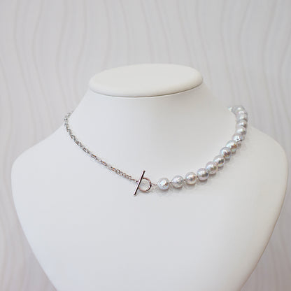 Limited to actual item Necklace Natural color Baroque 9mm - 10mm Real Akoya Pearl From Japan 17.5inch starand choker Japanese akoyapearl