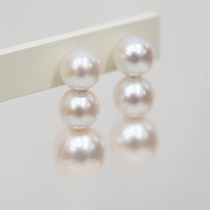 <SALE> Limited to actual item Whitepink 6mm - 6.5mm × 7.5mm - 8mm akoya pearl Earring K18YG Japan 1pair akoyapearl Seawater reenspearl
