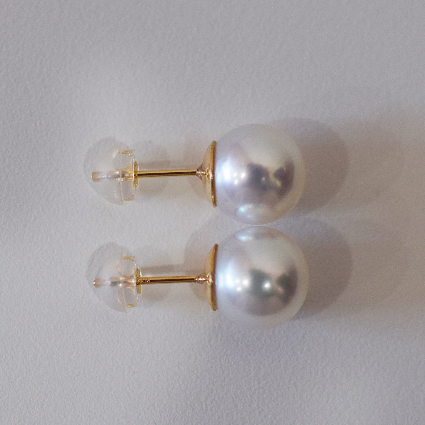 Actual product Whitepink 9mm - 9.5mm Seawater Akoya Pearl Stud Earring K18YG From Japan Japanese Seawater reenspearl