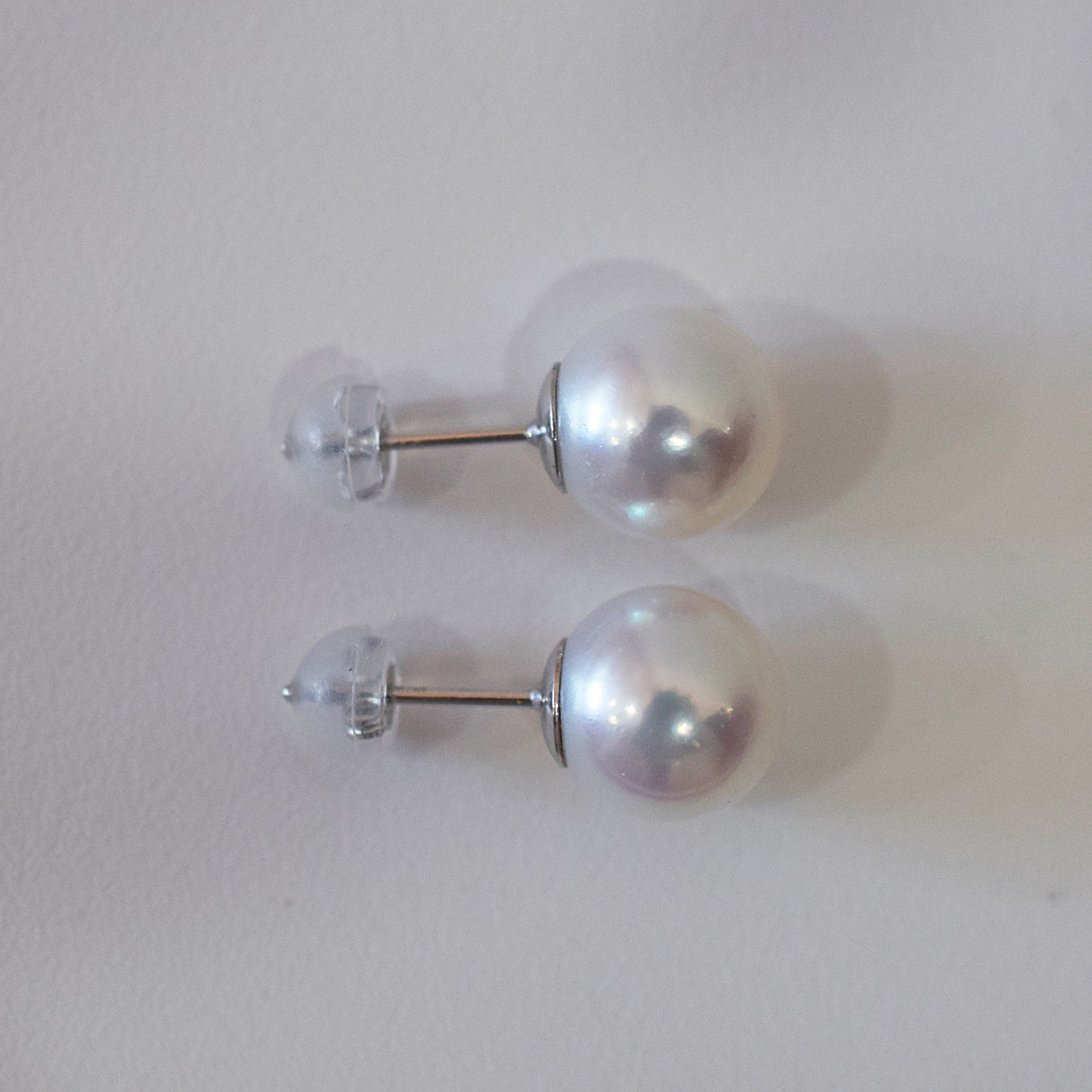 Actual product Whitepink 9mm - 9.5mm Seawater Akoya Pearl Stud Earring K14WG From Japan Japanese Seawater reenspearl
