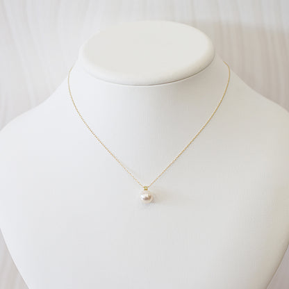 Hanadama rank White pink 8mm - 9.5mm Birthstone Peridot 10K pendant necklace Akoya Pearl Real Japan Seawater pearl