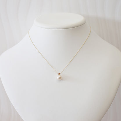 Hanadama rank White pink 8mm - 9.5mm Birthstone Garnet 10K pendant necklace Akoya Pearl Real Japan Seawater pearl