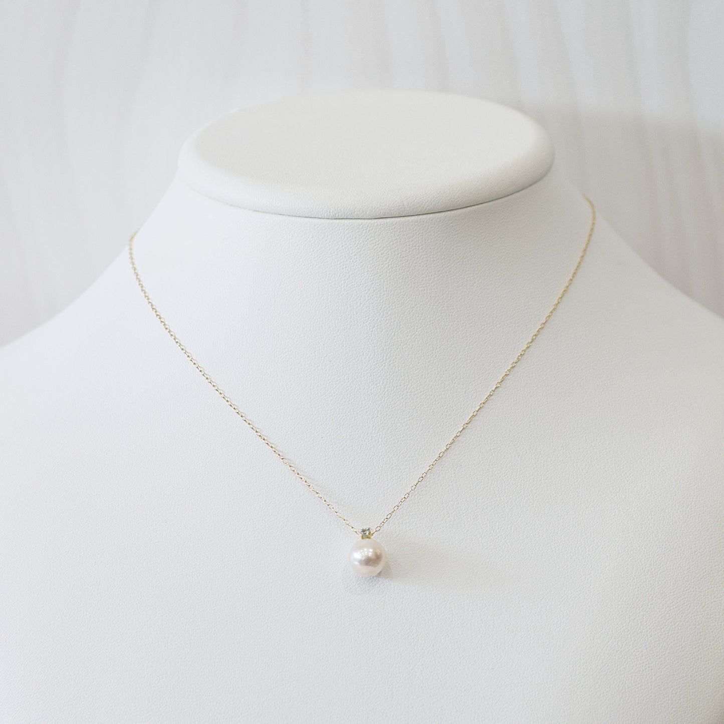 Hanadama rank White pink 8mm - 9.5mm Birthstone Blue Topaz 10K pendant necklace Akoya Pearl Real Japan Seawater pearl