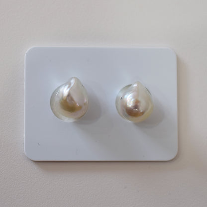 Actual product Natural color akoya pearl Baroque pearl 10.5mm - 11mm 18K 14K Surgical Stainless Steel stud Earrings Japan