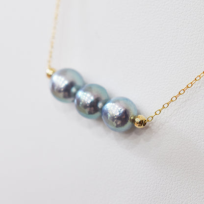 <SALE> Limited to actual item Cobalt Baroque Necklace 8mm - 8.5mm 14KGF Gold Filled Real Akoya Pearl Japan Akoyapearl 17.7inch Japanese reenspearl