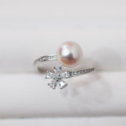 Actual product Rare White pink 8mm - 8.5mm Ring Sea Real Akoya Pearl From Japan SV925 Silver reenspearl akoyapearl
