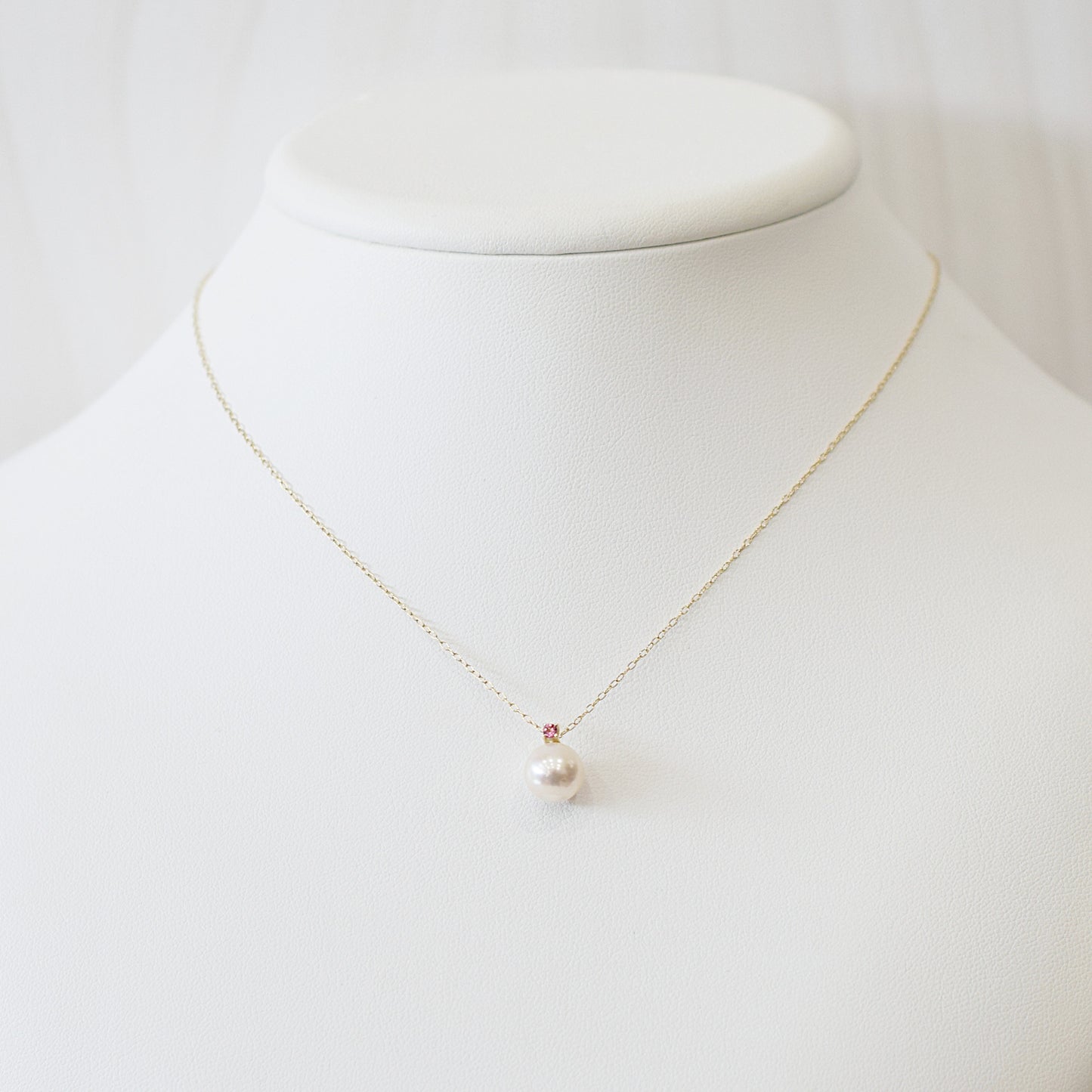 Hanadama rank White pink 8mm - 9.5mm Birthstone Pink tourmaline 10K pendant necklace Akoya Pearl Real Japan Seawater pearl