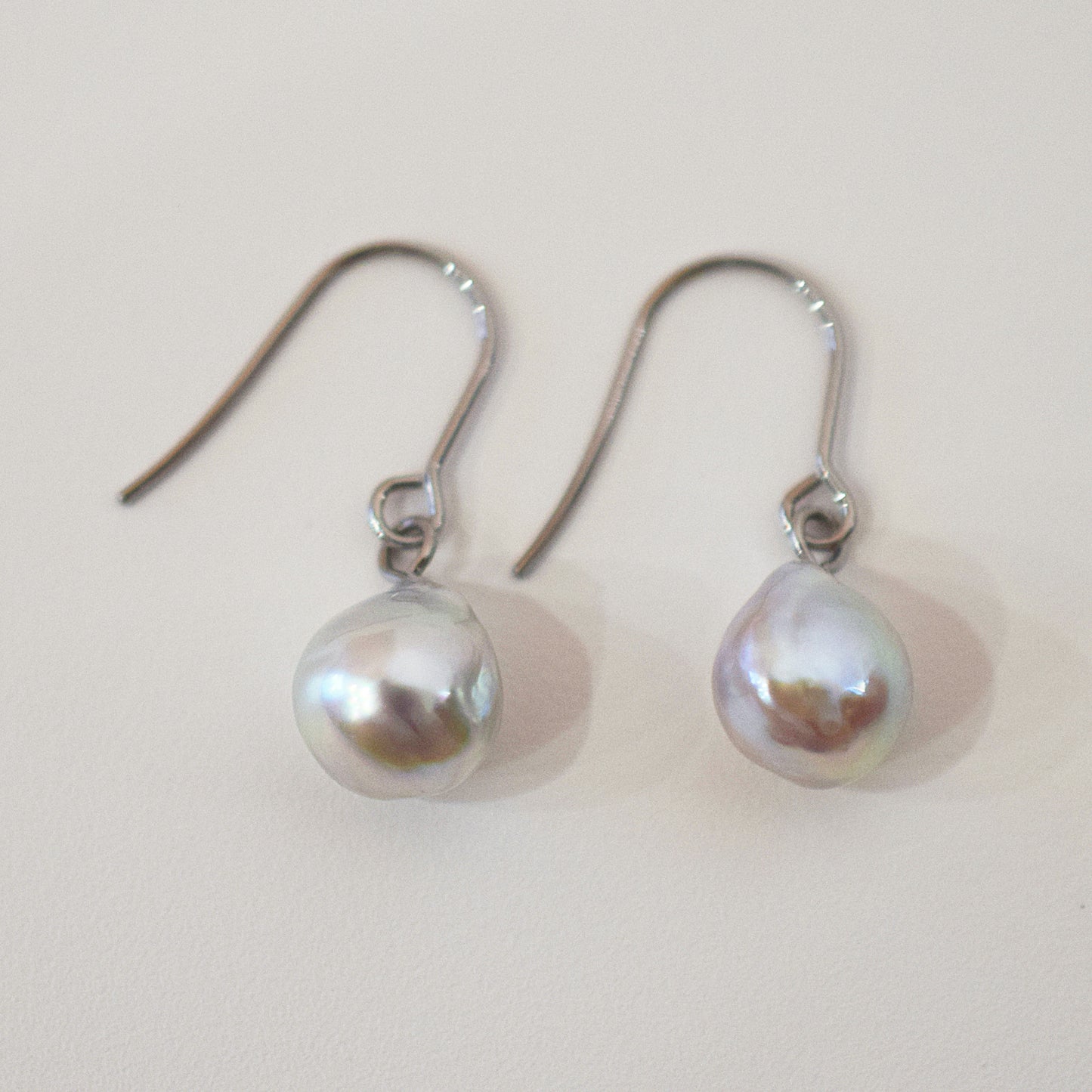 Actual product Natural color akoya Baroque pearl 10mm - 10.5mm Surgical Stainless Steel Seawater Akoya Pearl Hook Earrings Japan