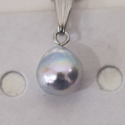 Actual product 9.5mm pendant Necklace Natural color Seawater Real akoya Pearl Baroque Surgical Stainless Steel Japan reenspearl