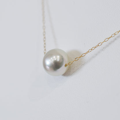 <SALE> Limited to actual item Natural color 9mm - 9.5mm Semi - Round K10YG necklace Seawater Real Akoya Pearl Japan