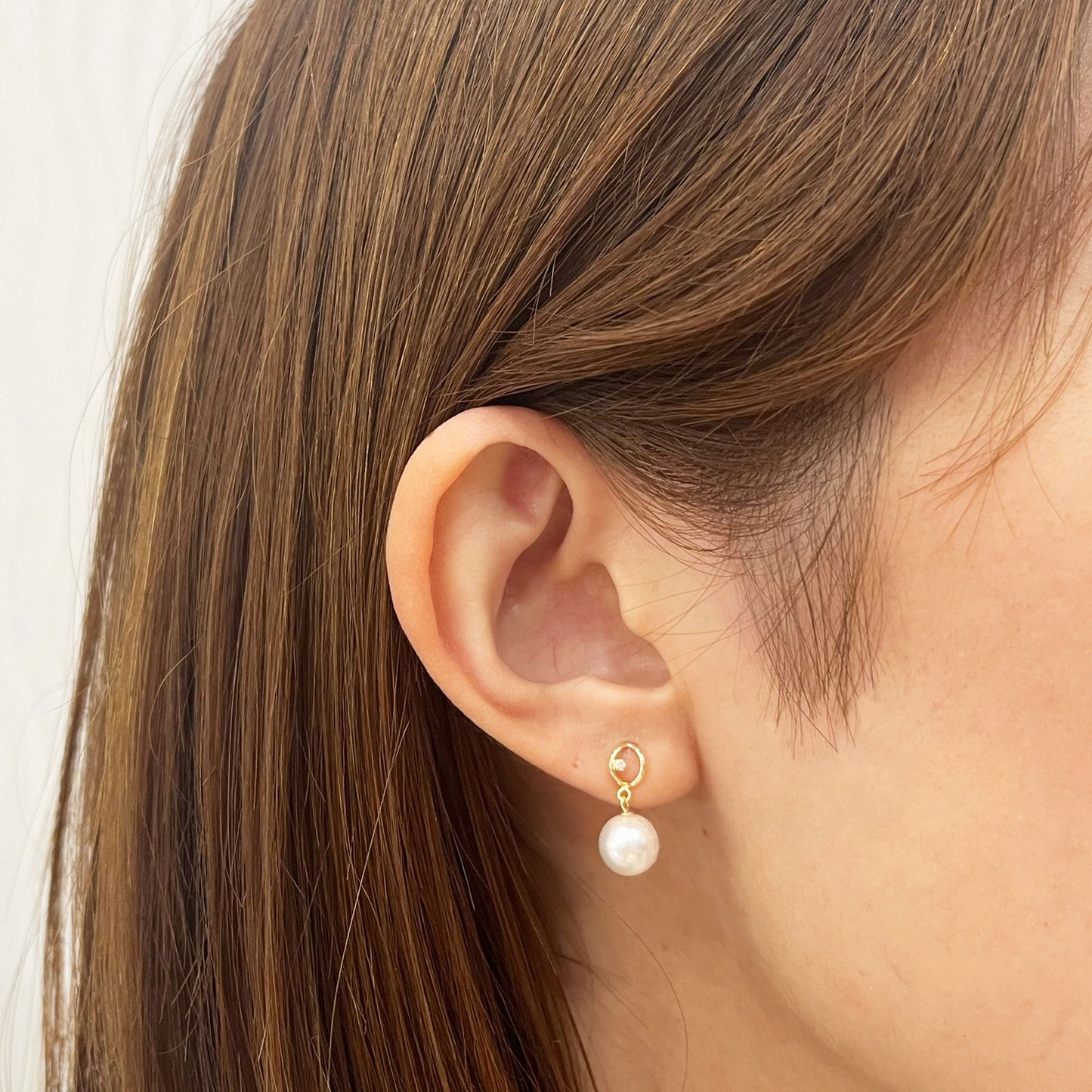 Hanadama rank Whitepink 7.5mm - 8.5mm Earring Diamond 0.01ct Seawater Real Akoya Pearl Japan anniversary 18K Japanese Wedding あこや 真珠 日本