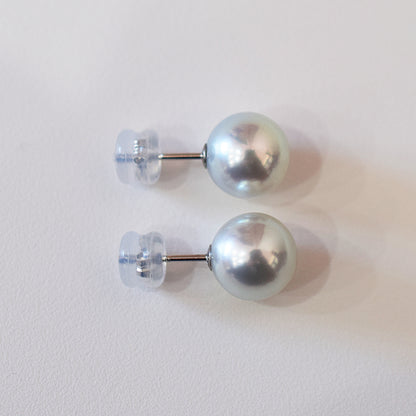<SALE> Limited to actual item Natural color 9mm - 9.5mm Seawater Akoya Pearl Natural color Stud Earrings Pt900 From Japan Japanese akoyapearl reenspearl