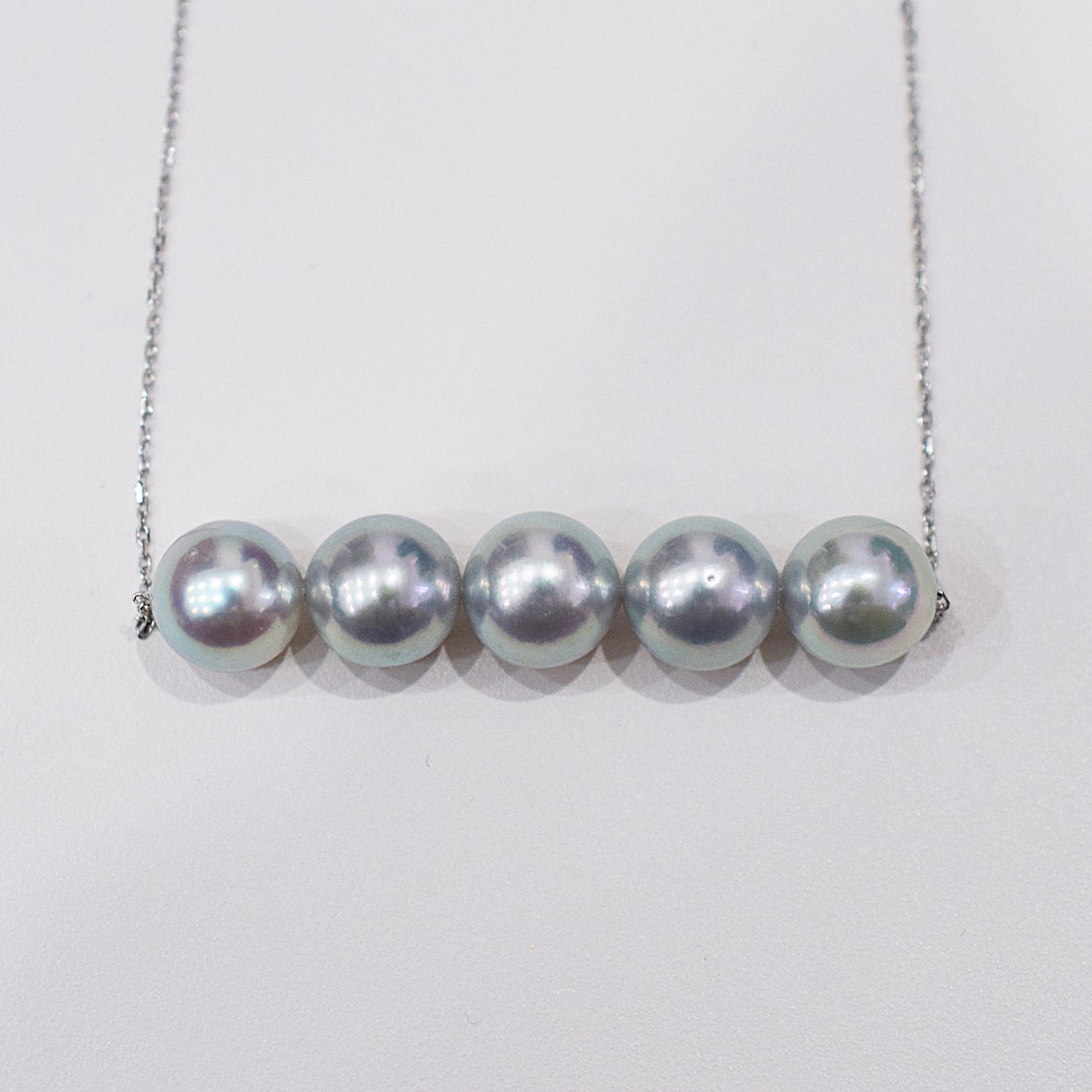 <SALE> Limited to actual item Rare Natural color blue 8.5mm - 9mm akoya pearl necklace 18K Real Japan reenspearl Japanese Seawater