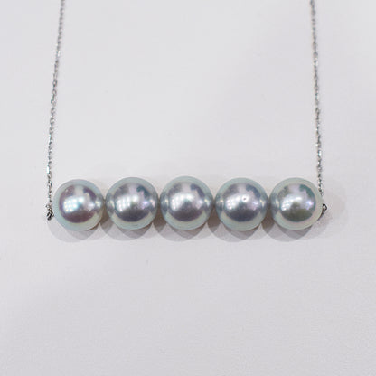 <SALE> Limited to actual item Rare Natural color blue 8.5mm - 9mm akoya pearl necklace 18K Real Japan reenspearl Japanese Seawater
