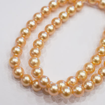 Limited to actual item Necklace Gold Dyed color akoya pearl 8mm - 8.5mm seawater Pearl From Japan 16.1inch 41cm starand choker reenspearl