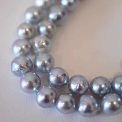 Limited to actual item Necklace Natural color Baroque 8mm - 9.5mm Real Akoya Pearl Japan 16.5inch 42cm starand Japanese choker reenspearl