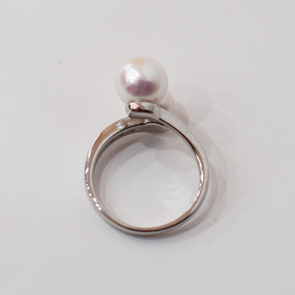 Actual product Rare White pink 7.5mm × 5.5mm Ring Sea Real Akoya Pearl From Japan SV925 Silver reenspearl akoyapearl