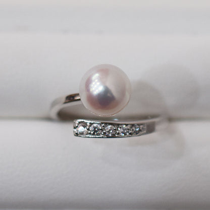 Actual product Rare White pink 8mm - 8.5mm Ring Sea Real Akoya Pearl From Japan SV925 Silver reenspearl akoyapearl