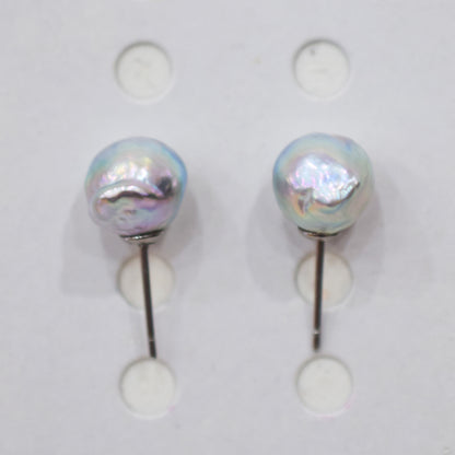 Limited to actual item Natural color akoya Baroque pearl 10mm - 10.5mm Surgical Stainless Steel Seawater Akoya Pearl Stud Earrings Japan