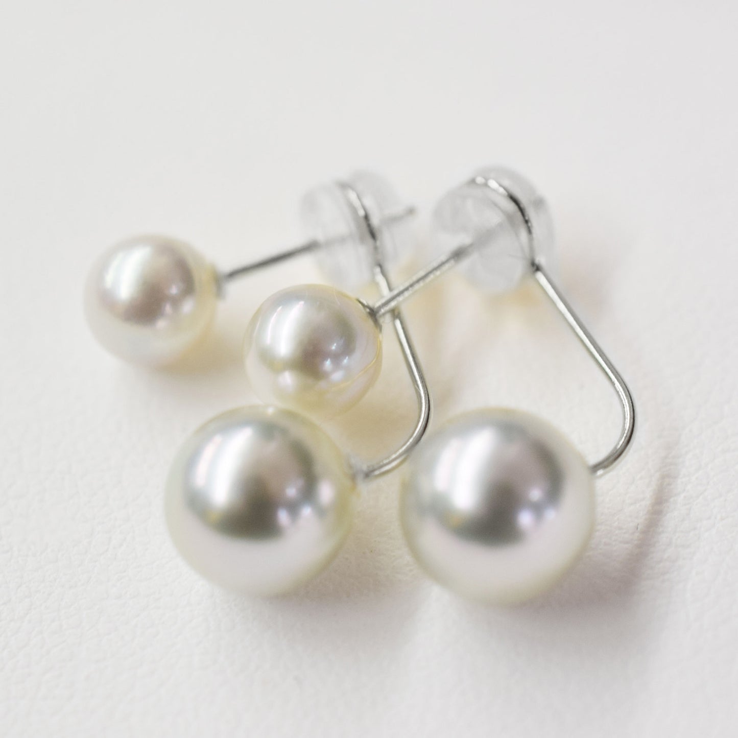 【K18YG / K14WG】Madama rank Rare Natural color 6mm × 8mm Real Sea water Akoya Pearl Earring Japan Akoyapearl Japanese Stud Japanese Seawater Birthday あこや 真珠
