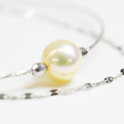 White pink 9mm - 9.5mm Akoya Pearl Cuff Bracelet Japan jewelry 18K 18KYG 18KWG Japanese reenspearl