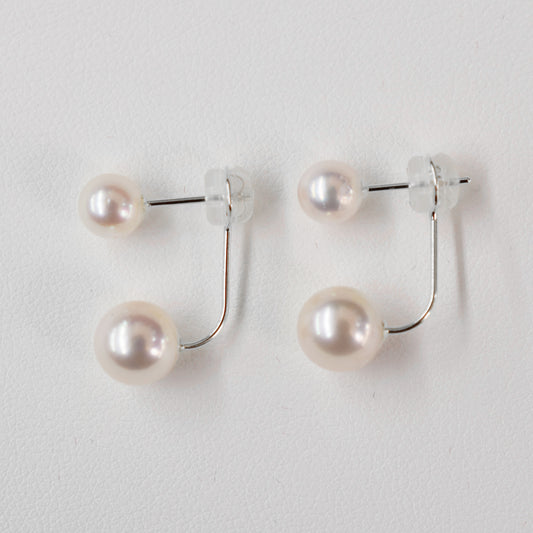 Hanadama rank Rare White pink 5.5mm × 7.5mm Real Akoya Pearl K14WG Earring Japan Akoyapearl Japanese Wedding anniversary gift birthday