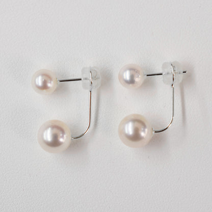 【K18YG / K14WG】Hanadama rank Rare White pink 5.5mm × 7.5mm Real Akoya Pearl Earring Japan Akoyapearl Japanese Wedding anniversary gift birthday