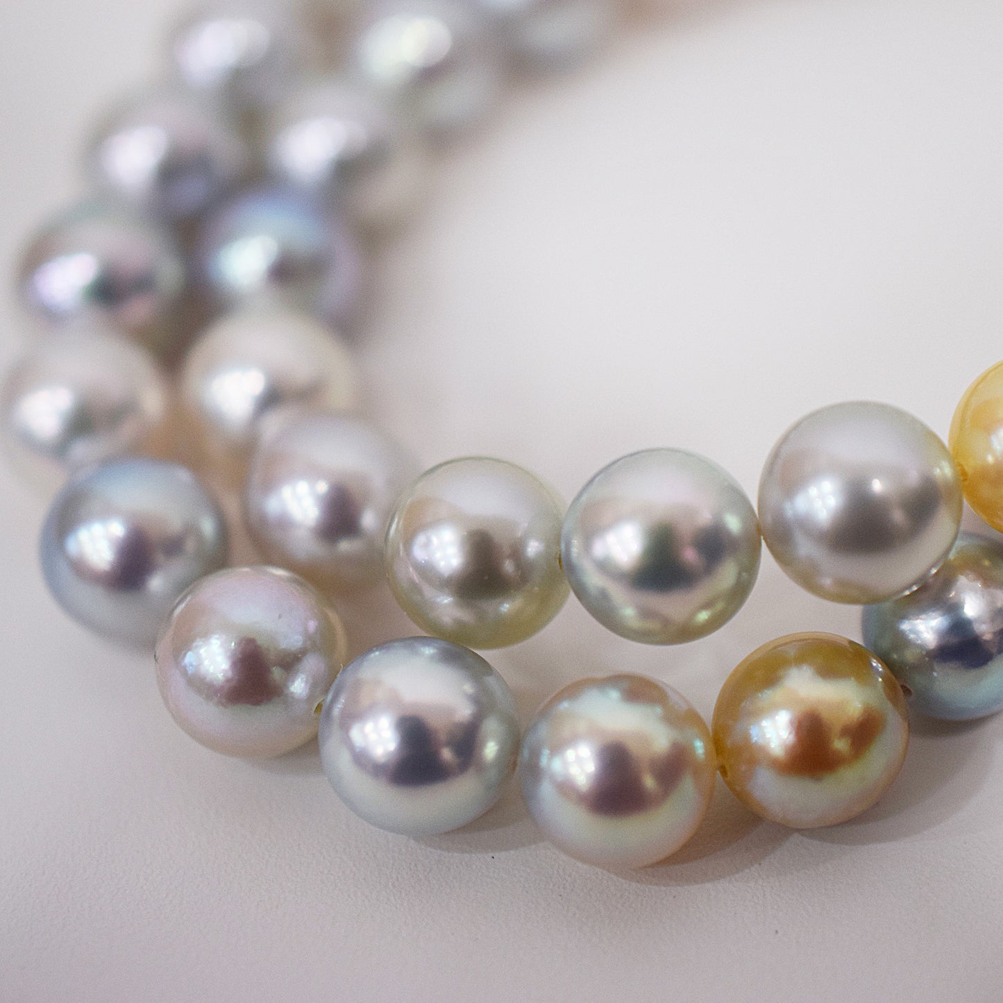 Limited to actual item Necklace Natural multi color 9mm - 9.7mm Real Akoya Pearl From Japan 16.7inch 42.5cm starand choker reenspearl