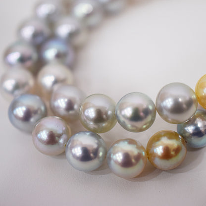 Limited to actual item Necklace Natural multi color 9mm - 9.7mm Real Akoya Pearl From Japan 16.7inch 42.5cm starand choker reenspearl