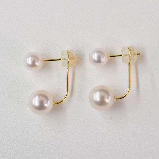 Hanadama rank Rare White pink 5.5mm × 7.5mm Real Akoya Pearl K18YG Earring Japan Akoyapearl Japanese Wedding anniversary gift birthday