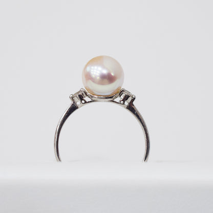 Actual product Rare White pink 8mm - 8.5mm Ring Sea Real Akoya Pearl From Japan Pt900 reenspearl akoyapearl